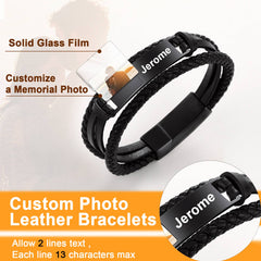 Pulseira de couro com imagem personalizada de animal de estimação