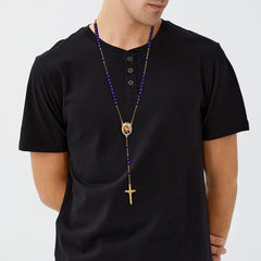 Rosário com foto personalizada, colar com contas de cruz, imagem feminina e masculina