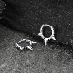 Sterling Silver Spike Hoop Earrings with Black Onyx