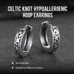Brincos de argola Huggie Celtic Vine de prata esterlina para homens