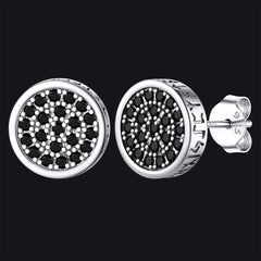 Brincos de pino Viking Rune com zircônia preta e ônix e runas de 10 mm