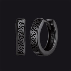 Brincos de argola Huggie com nó celta em prata esterlina para homens