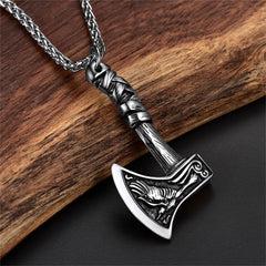 Colar com machado de batalha nórdico viking e amuleto, joia masculina