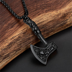 Colar com machado de batalha nórdico viking e amuleto, joia masculina