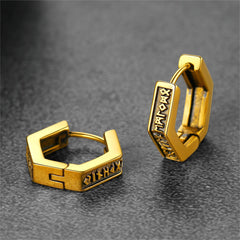 Brincos de argola Viking Rune Viking Hexagon Rune para homens
