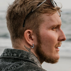 Brincos de argola Viking Rune Viking Hexagon Rune para homens