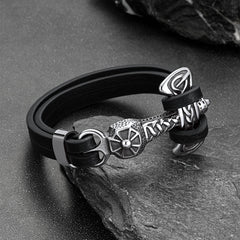 Pulseira de couro Viking Mjolnir Thors Hammer