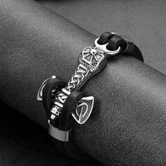 Pulseira de couro Viking Mjolnir Thors Hammer