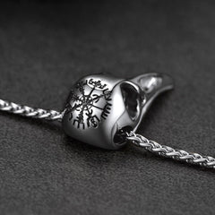 Rabenschädel Halskette Wikinger Kompass Herren