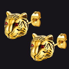 Vintage Tiger Stud Earrings for Men