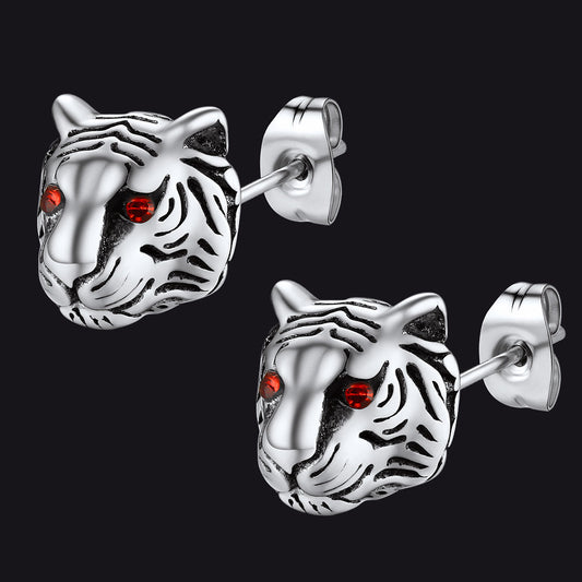 Vintage Tiger Stud Earrings for Men