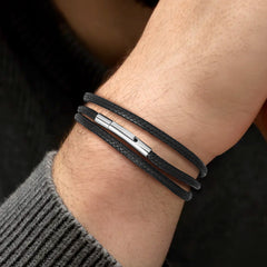 Colar de corda de cera com corrente de couro trançado 2 mm/3 mm