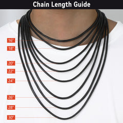 Colar de corda de cera com corrente de couro trançado 2 mm/3 mm