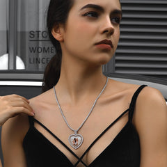 Colar personalizado com foto e coração de dupla face e zircônia cúbica