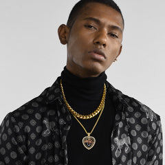 Colar personalizado com foto e coração de dupla face e zircônia cúbica