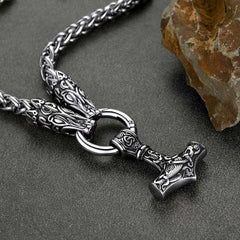 Colar Viking Thors Martelo Mjolnir Masculino Corrente de Lobo