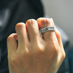 Anel Masculino com Runas Hexagonais e Viking Nórdico