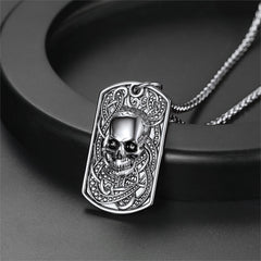 Gothic Totenkopf Dog Tag Anhänger Halskette Herren
