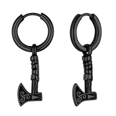 Brincos de argola pendentes Viking Rune Battle Axe Viking para homens