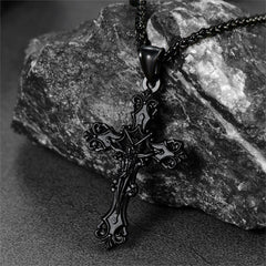Colar vintage com pingente de cruz crucifixo Jesus masculino