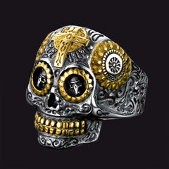 Gothic Punk Solid Sugar Skull Ring Men