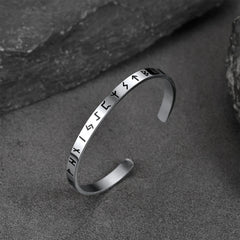 Norse Viking Runes Bangle Cuff Bracelet