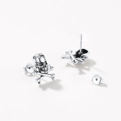 Brincos de pino com caveira punk e ossos cruzados para homens