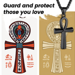 Colar de cruz egípcia copta Ankh para homens e mulheres