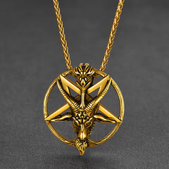 Colar de pentagrama de cabra satânico Baphomet para homens e mulheres