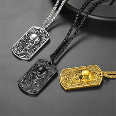 Gothic Totenkopf Dog Tag Anhänger Halskette Herren