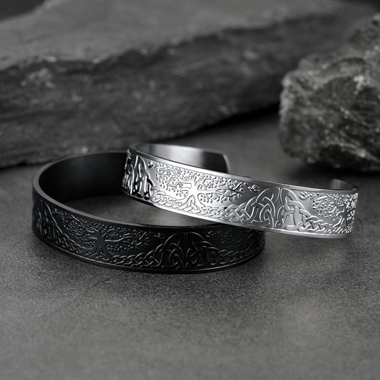 Pulseira de joia viking gravada, pulseira de árvore celta da vida