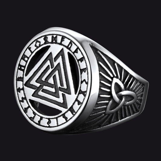 Viking Rune Valknut Signet Ring Celtic Knot