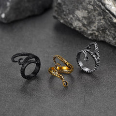 Anel Biker Punk com Três Tentáculos de Polvo para Homens