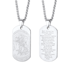 Colar com placa de identificação para cachorro Arcanjo São Miguel Masculino