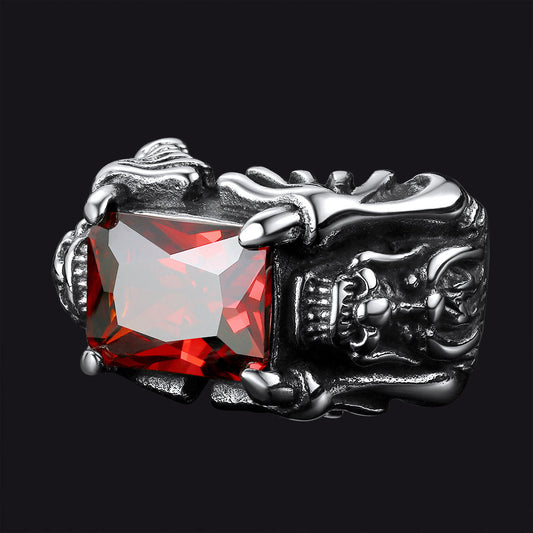 Gothic Ruby Dragon Ring Stainless Steel