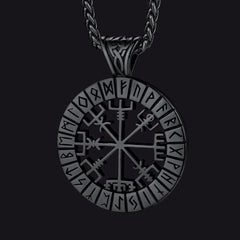 Colar com pingente de bússola Vegvisir com runas vikings para homens