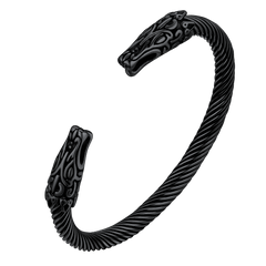 Pulseira de punho com cabeças de lobo nórdicas vikings