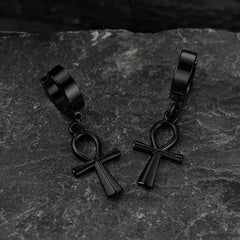 Brincos de argola pendentes em forma de cruz Ankh para homens e mulheres