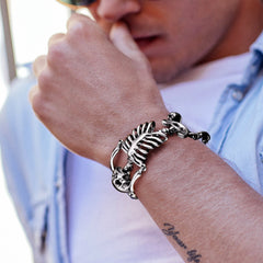 Pulseira de esqueleto de caveira em aço inoxidável casaivy