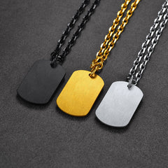 Colar masculino com placa de identificação com estrela de David judaica gravada