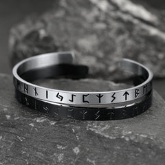 Norse Viking Runes Bangle Cuff Bracelet