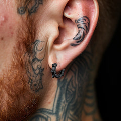 Brincos de argola com rebite de prata esterlina e runas vikings para homens