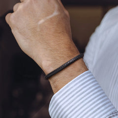 Pulseira de couro genuíno trançado com fecho para presente de aniversário