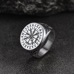 Anel de bússola nórdico viking Anel de sinete Vegvisir