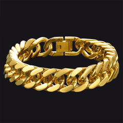 Pulseira de corrente cubana com 8/12/17 mm de largura