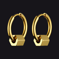 Punk Hexagon Piercing Hoop Earrings For Men