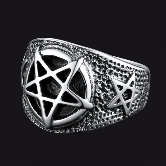 Vintage Pentagram Ring Stainless Steel Ring Men