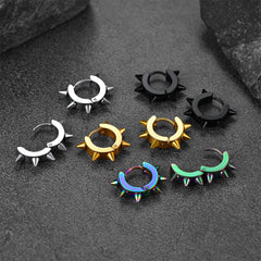 Punk Spike Rivet Huggie Hoop Earrings For Men Women