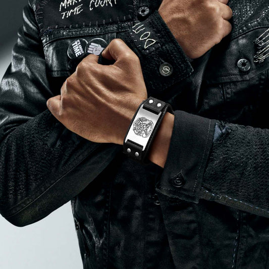 Pulseira de couro Saint Michael para presente