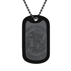 Colar Militar Gravado de São Miguel com Placa de Identificação para Cachorro Masculino